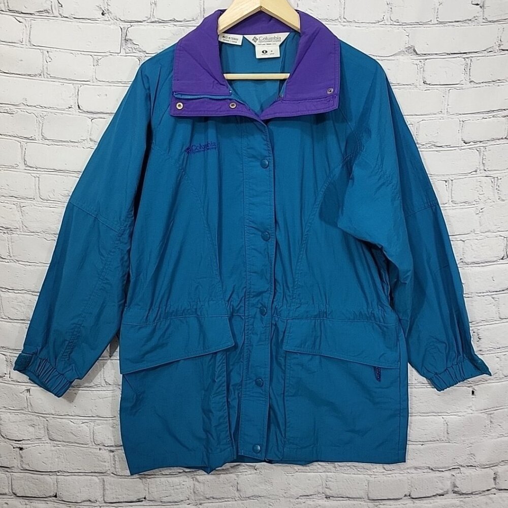 Vintage Columbia Jacket Womens S Small Blue 100% Nylon Outdoorsy Coat